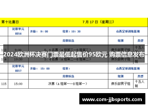 2024欧洲杯决赛门票最低起售价95欧元 购票信息发布 2024欧洲杯决赛门票最低起售价95欧元 购票信息发布